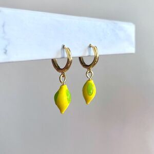 Lemon Gold Huggie Hoops